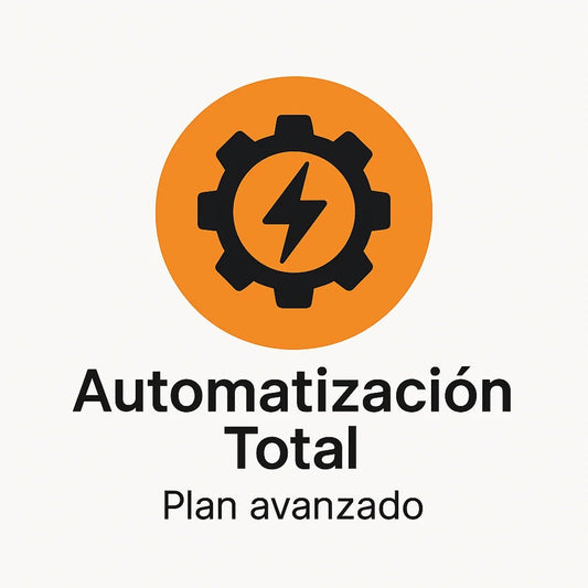 Icono de engranaje con rayo que representa el Plan Avanzado Automatización Total de ArrelaViral en Solsona.